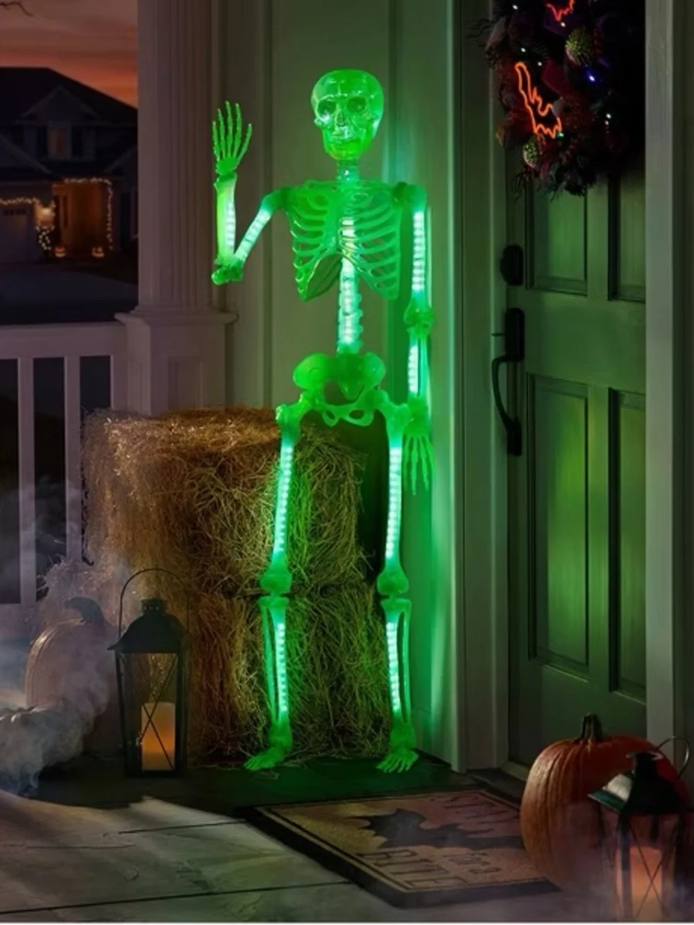 5' Pre-Lit Color Changing Poseable Skeleton